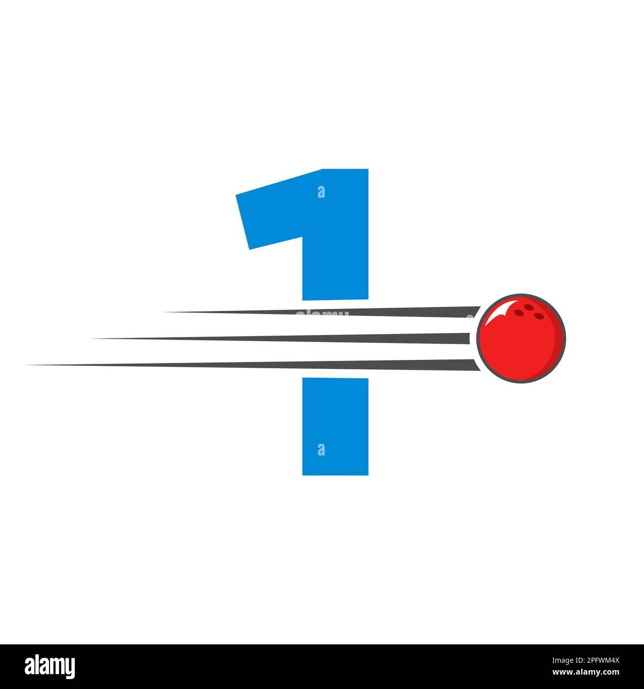 Initial Letter 1 Bowling Logo. Bowling Ball Symbol Vector Template Stock Vector