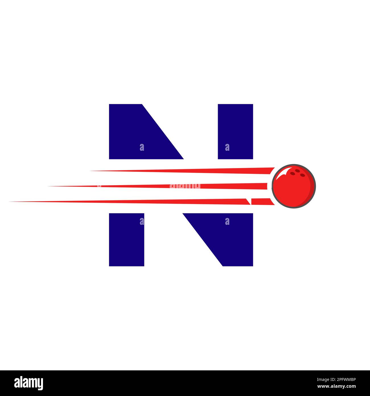 Initial Letter N Bowling Logo. Bowling Ball Symbol Vector Template Stock Vector