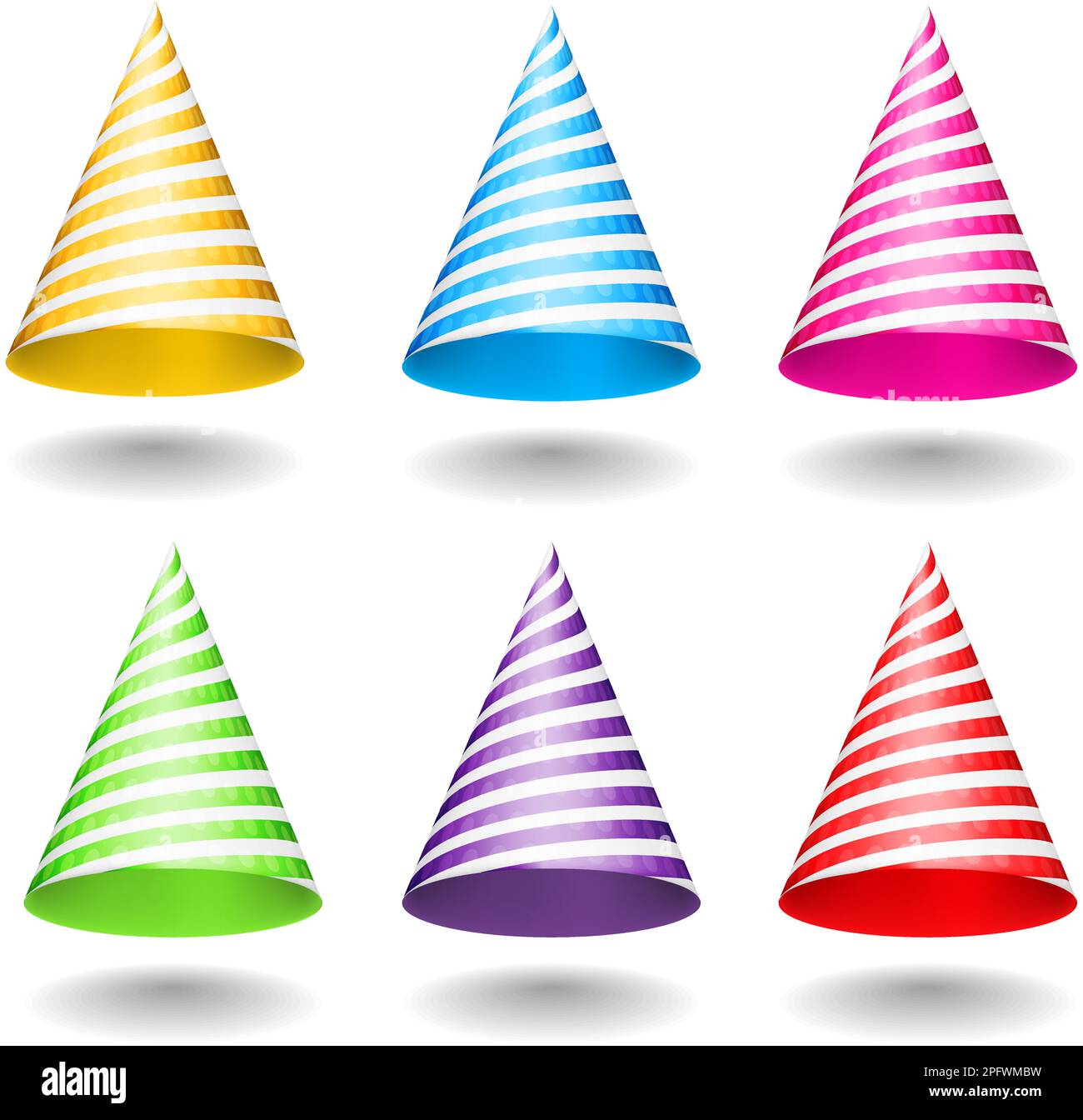 Set of striped party hats on white background, vector eps10
