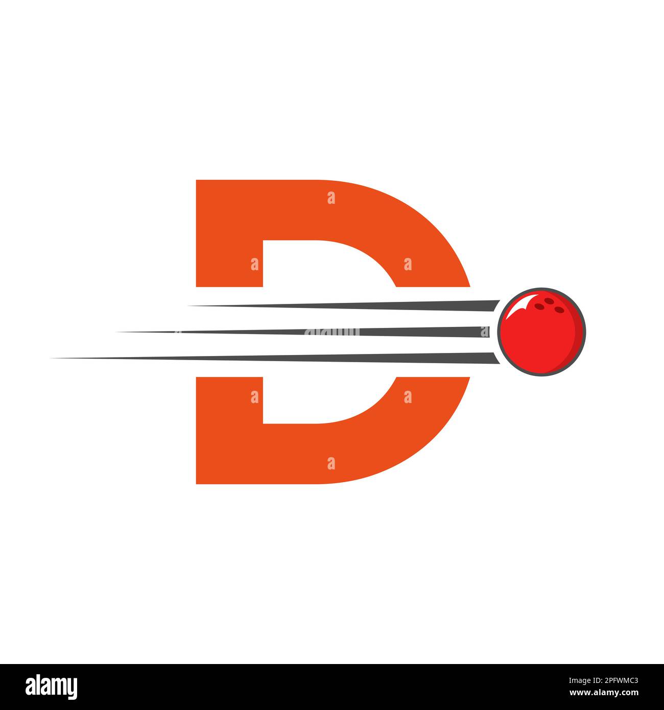 Initial Letter D Bowling Logo. Bowling Ball Symbol Vector Template Stock Vector