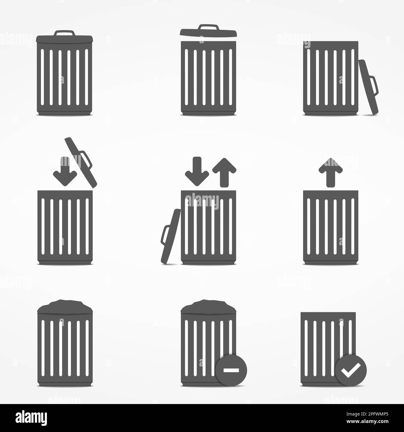 Set of icons with trash can, vector eps10 illustration Stock Vector ...