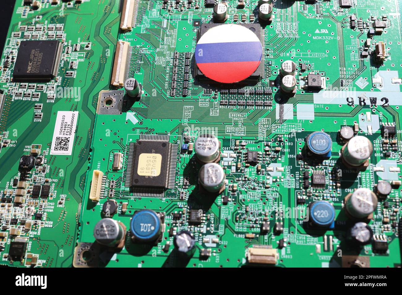 Semiconductor printed circuit board. Concept Russia's semiconductor