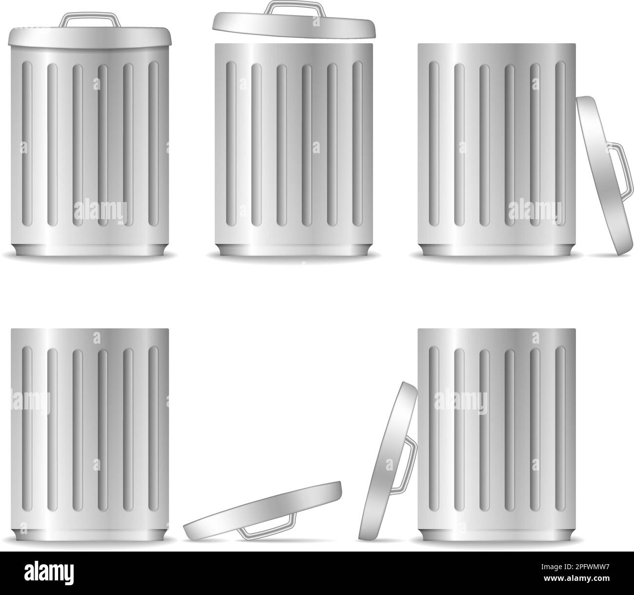 Gray trash can with open lid isometric icon Stock Vector Image & Art - Alamy