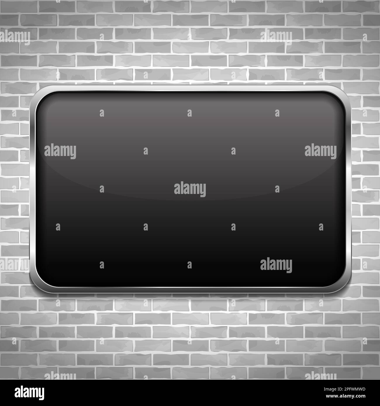 Black frame on brick wall, vector eps10 illustration Stock Vector