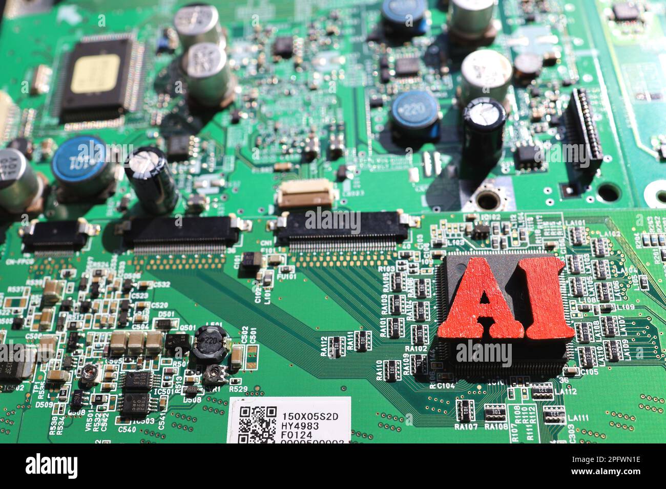 Semiconductor printed circuit board and AI letters. Concept: AI and ...
