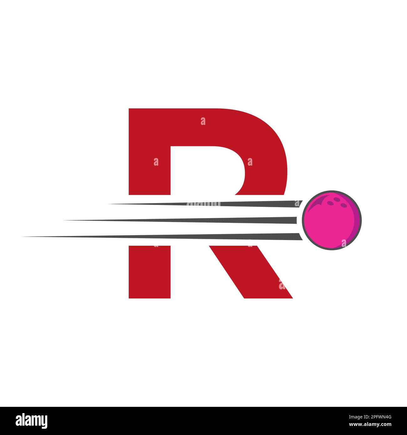 Initial Letter R Bowling Logo. Bowling Ball Symbol Vector Template Stock Vector