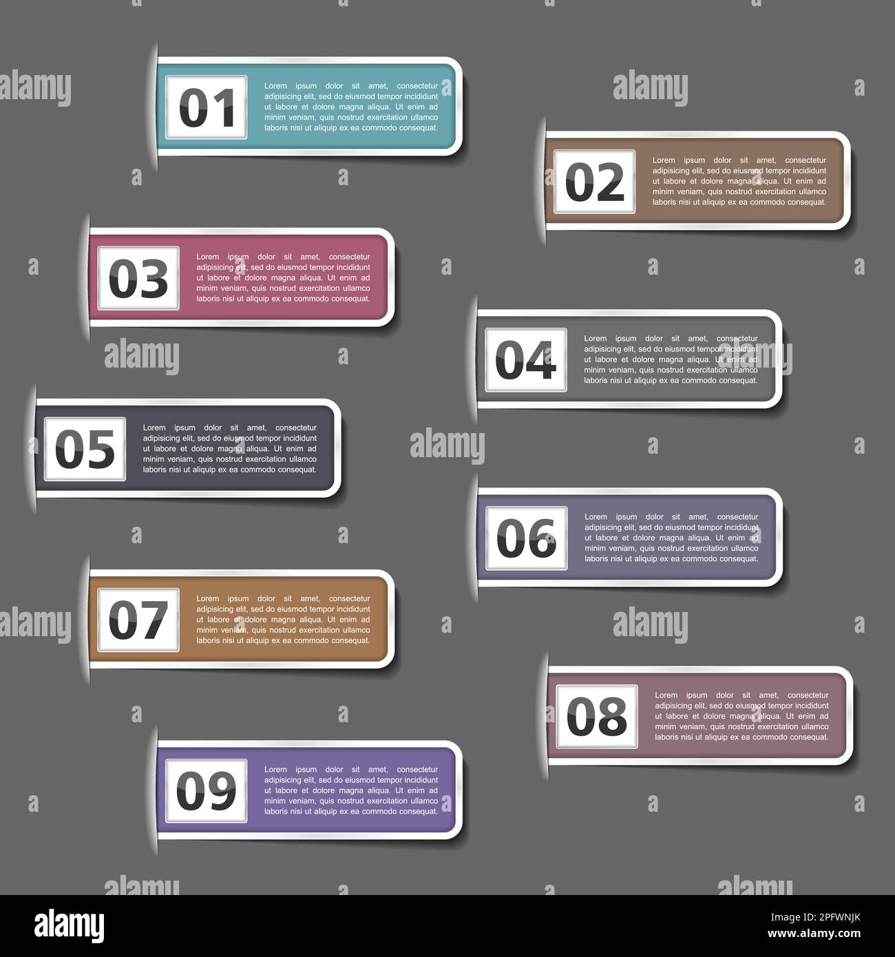 Set of tabs with numbers, vector eps10 illustration Stock Vector Image