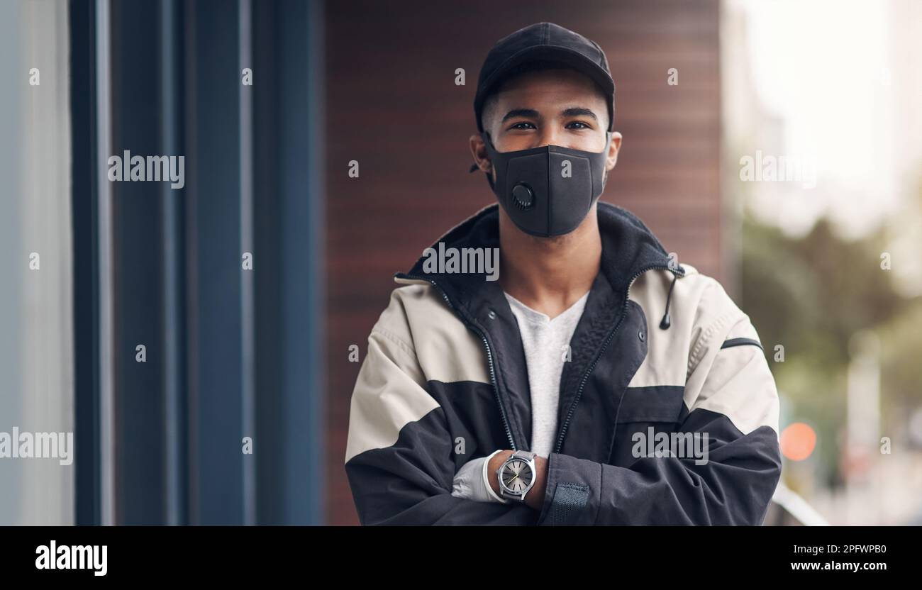 We pride ourselves on our safety protocols. a masked young man making a ...