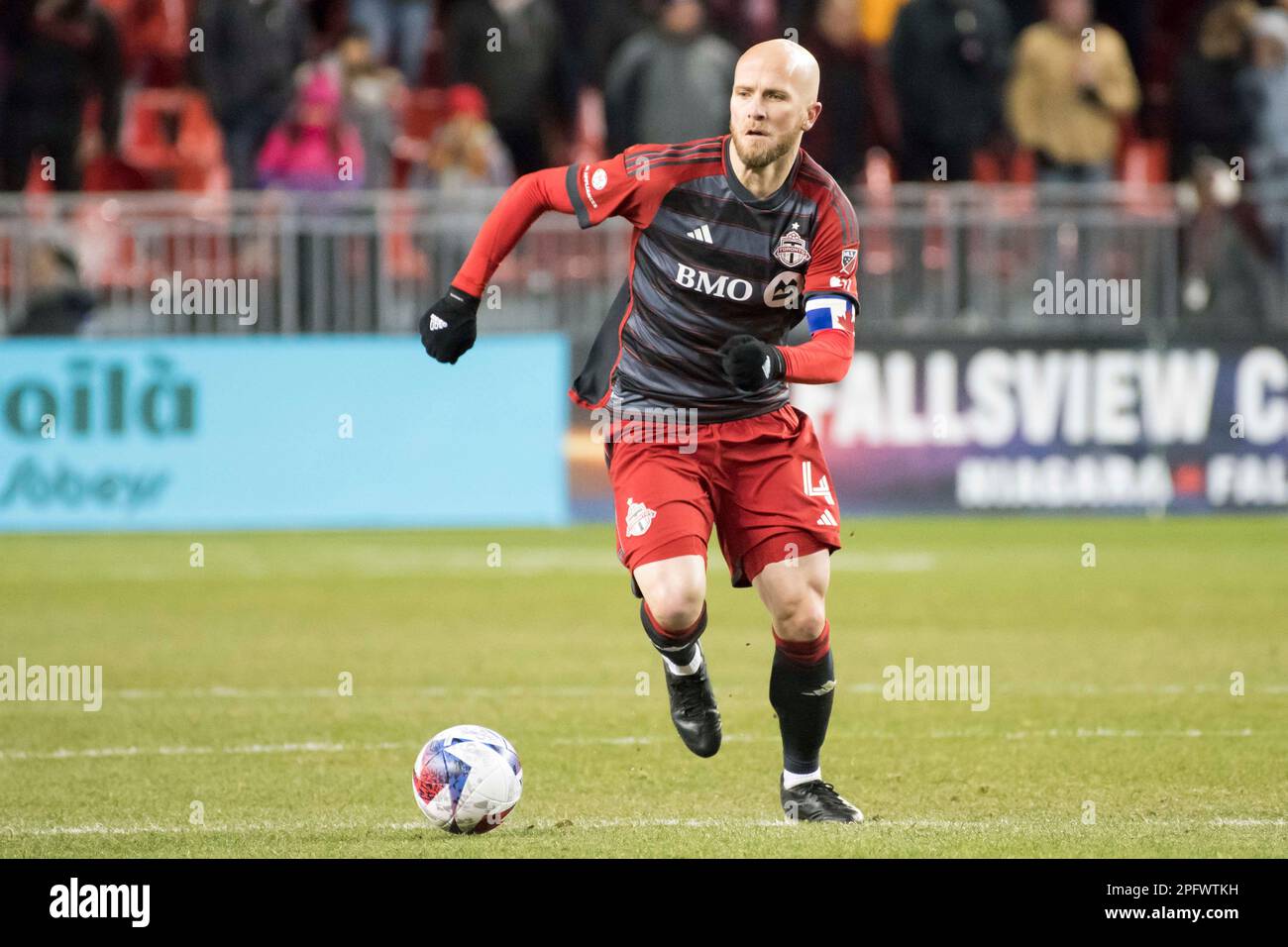 Toronto, Ontario, Canada. 18th Mar, 2023. Michael Bradley #4 in action during the MLS game between Toronto FC and Inter Miami CF at BMO field in Toronto. The game ended 2-0 (Credit Image: © Angel Marchini/ZUMA Press Wire) EDITORIAL USAGE ONLY! Not for Commercial USAGE! Stock Photo