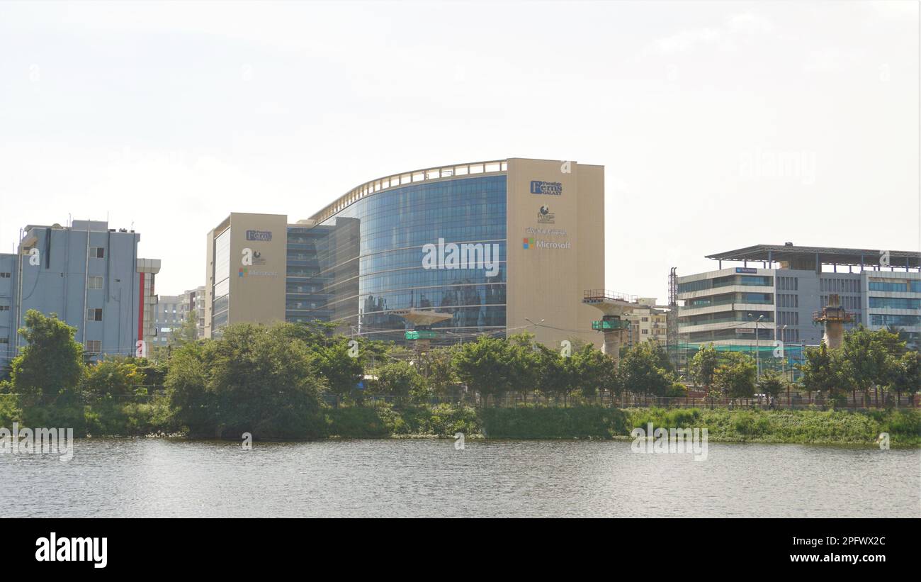 Bangalore,Karnataka,IndiaSeptember 18 2022 Cityscape with Iblur Lake