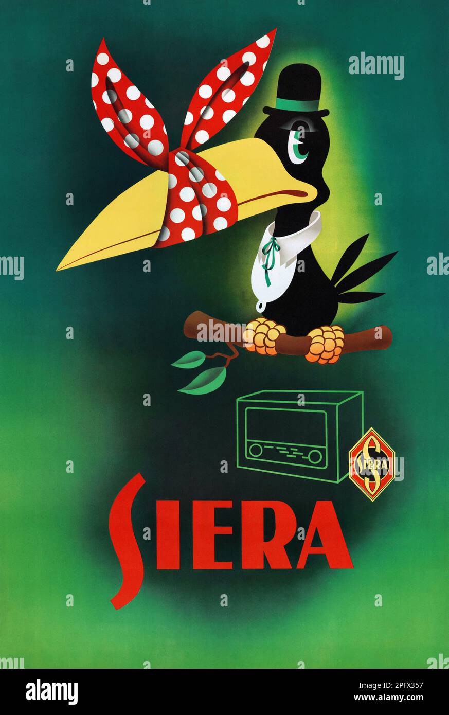 Siera. Artist unknown. Poster published ca. 1950s in Belgium. Stock Photo