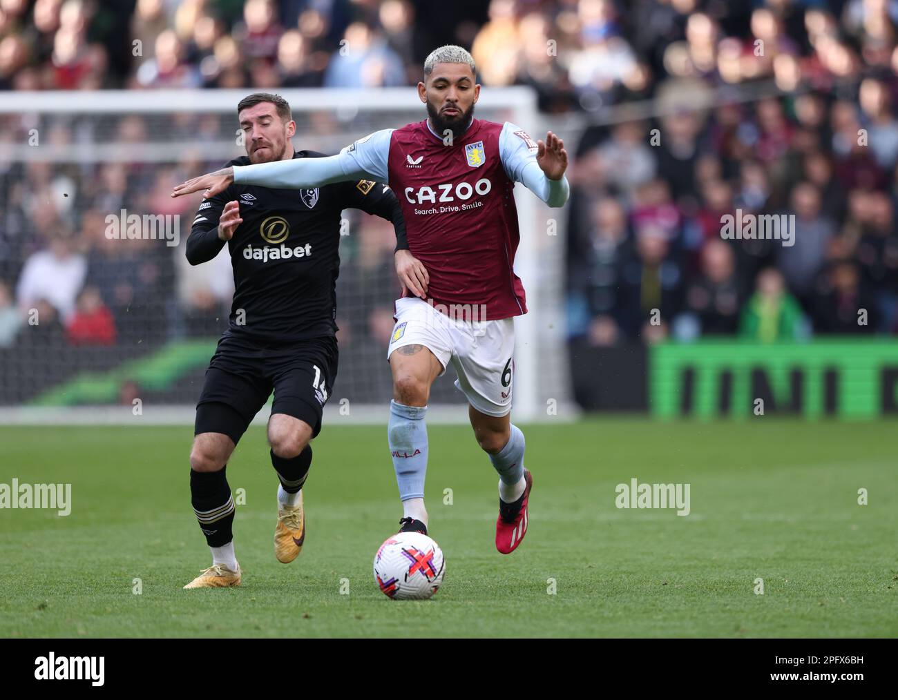 Birmingham, UK. 18th Mar, 2023. Joe Rothwell (AFC B) Douglas Luiz (AV) at the Aston Villa v AFC Bournemouth EPL match, at Villa Park, Birmingham, UK on 18th March, 2023. Credit: Paul Marriott/Alamy Live News Stock Photo