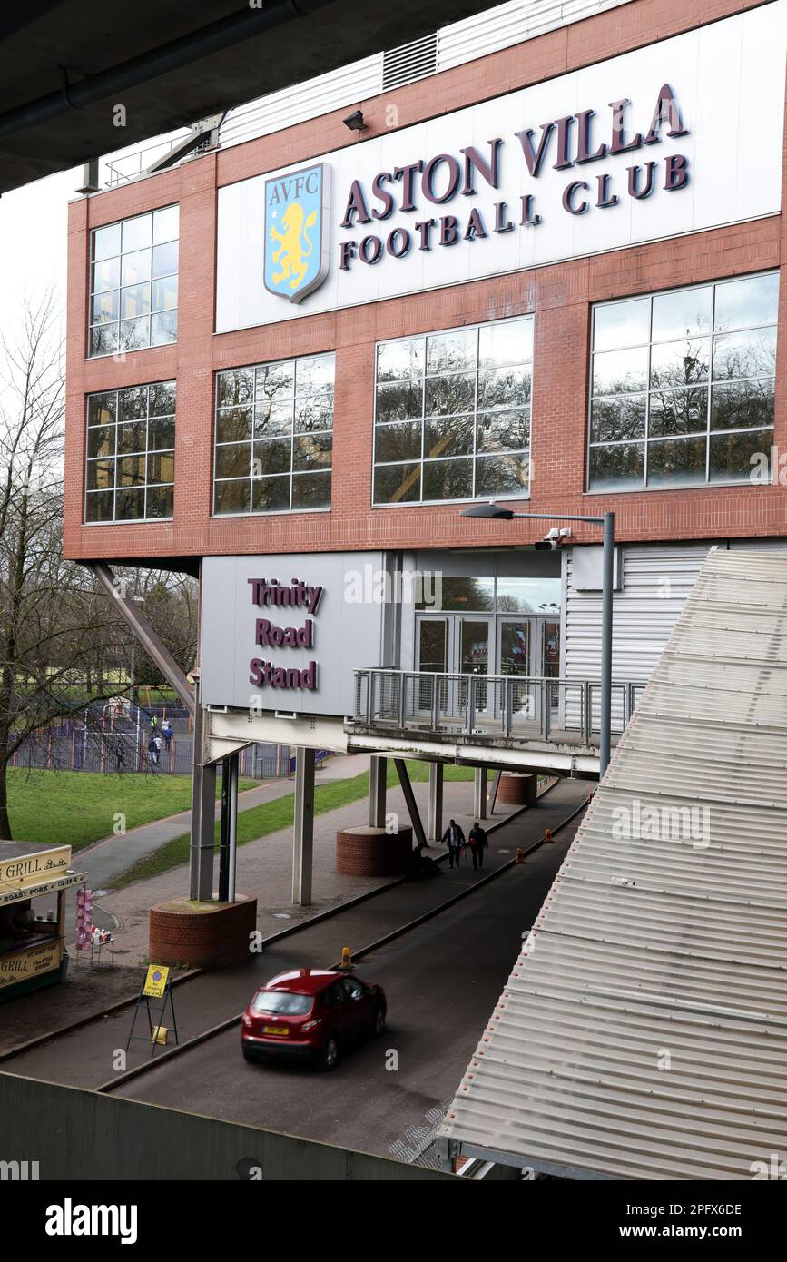 Birmingham, UK. 18th Mar, 2023. A car drives under the Trinity Road Stand at the Aston Villa v AFC Bournemouth EPL match, at Villa Park, Birmingham, UK on 18th March, 2023. Credit: Paul Marriott/Alamy Live News Stock Photo