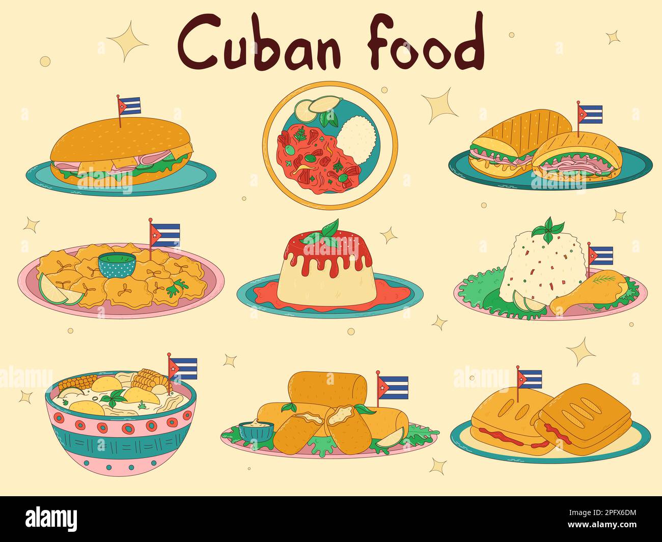 set-of-cuban-food-traditional-cuban-dish-stock-vector-image-art-alamy