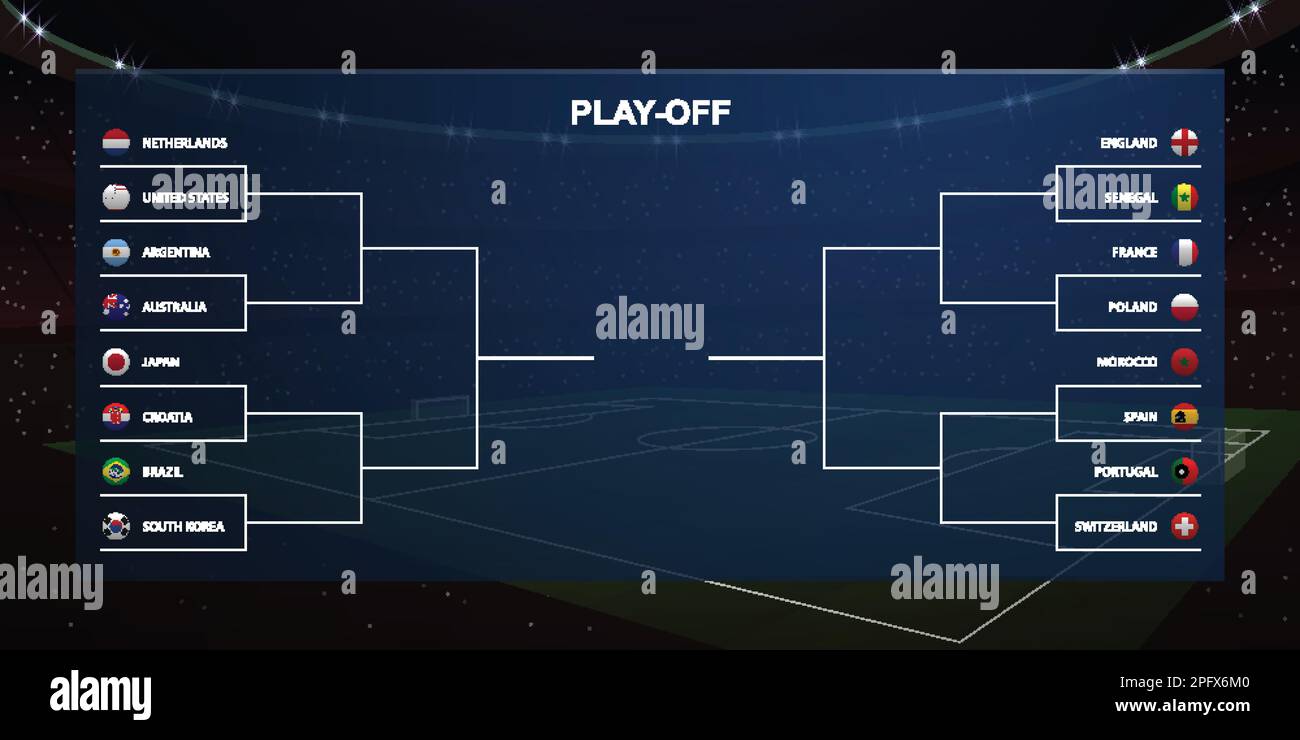 Football playoff tournament bracket, broadcast graphic soccer template