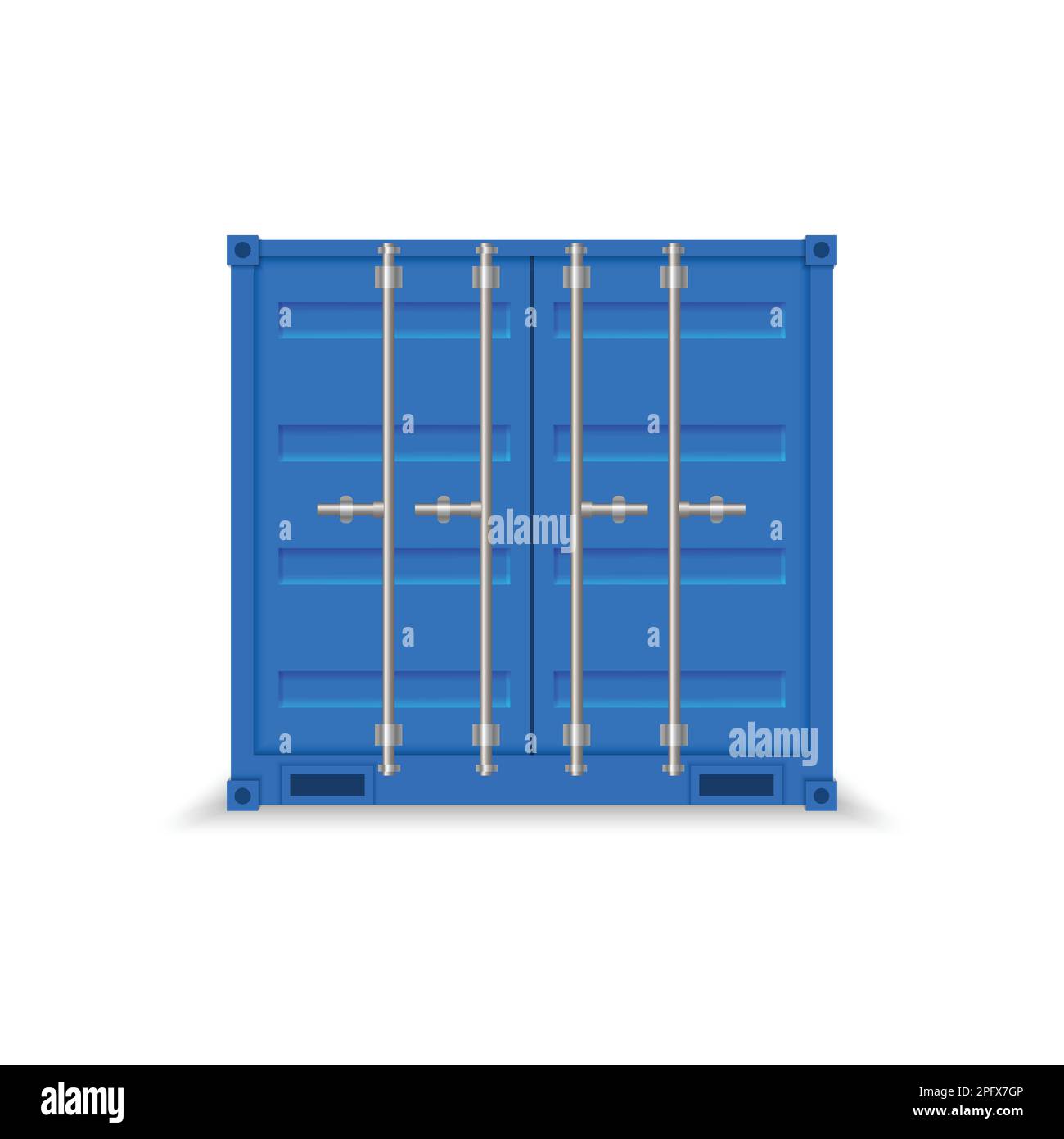 3d blue cargo ship container. Front view Stock Vector