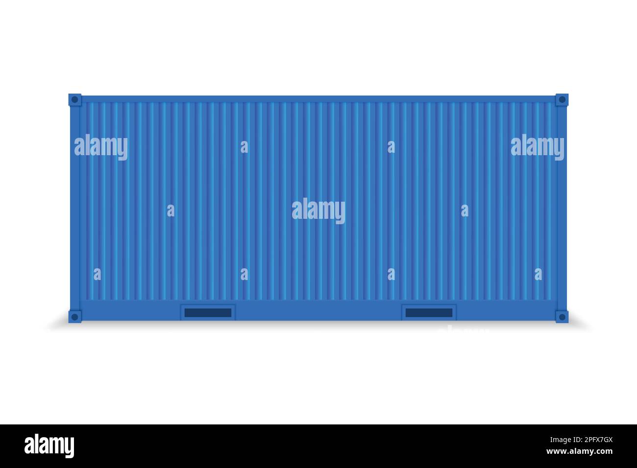 3d blue cargo ship container. Side view Stock Vector