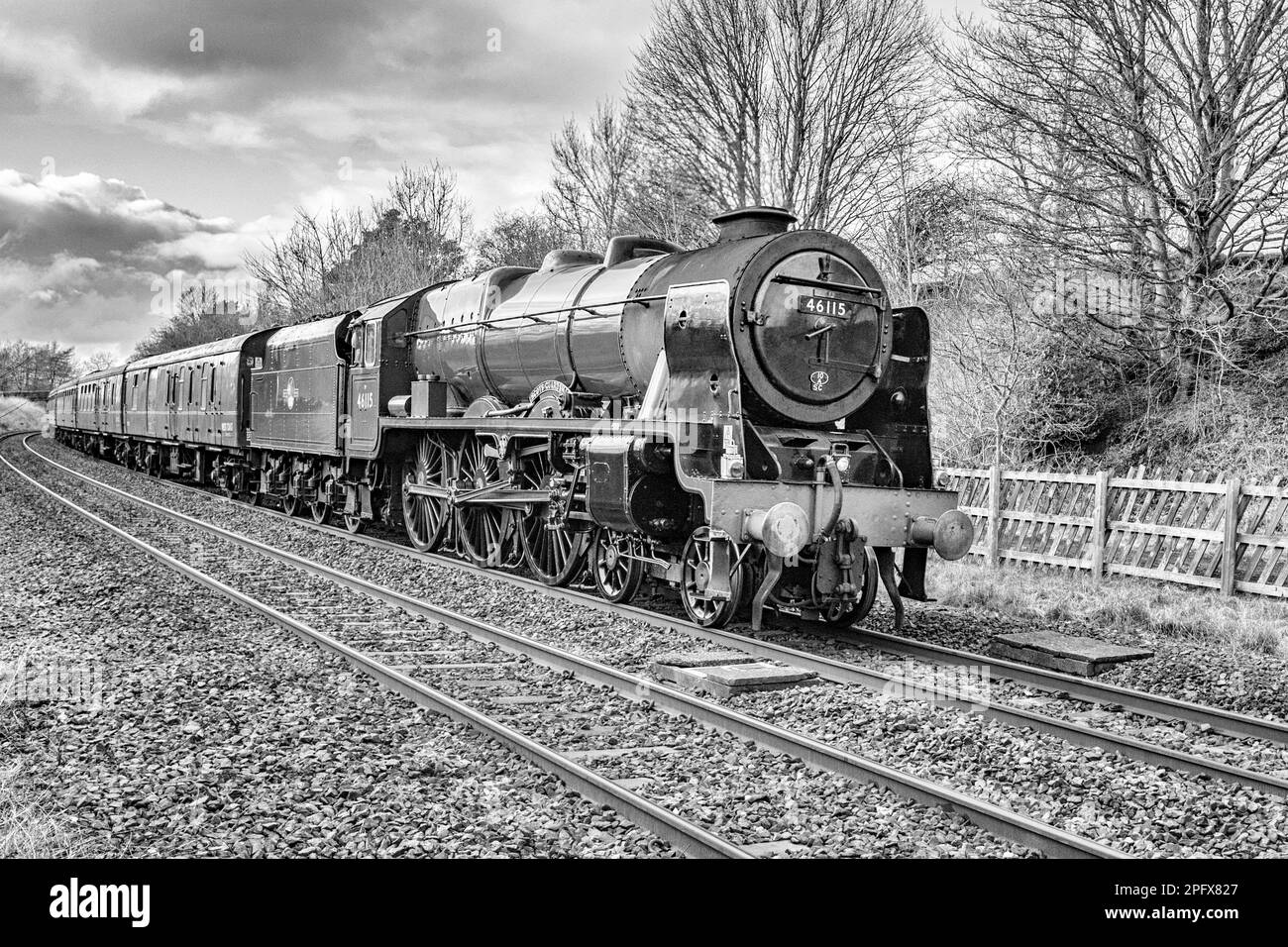 Scots Guardsman , UK steam engine, at Long Preston on 18th Match 2023