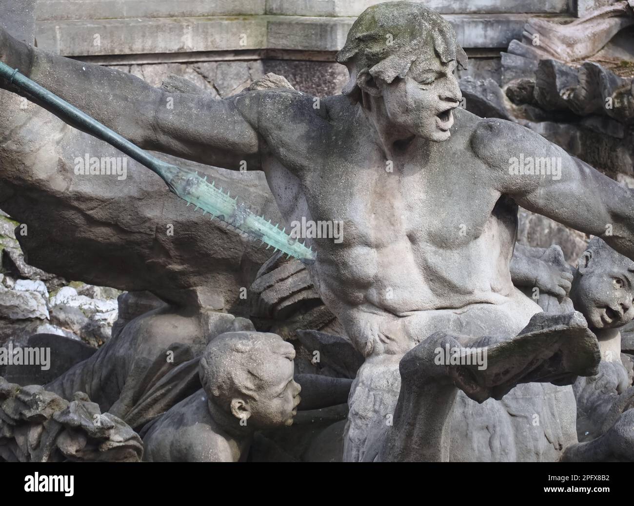 Fountain of Triton in Düsseldorf in Germany Stock Photo