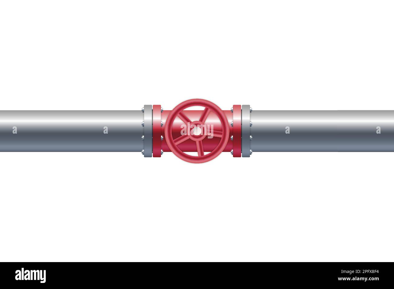 3d realistic pipe with valve and piping system. Vector illustration Stock Vector