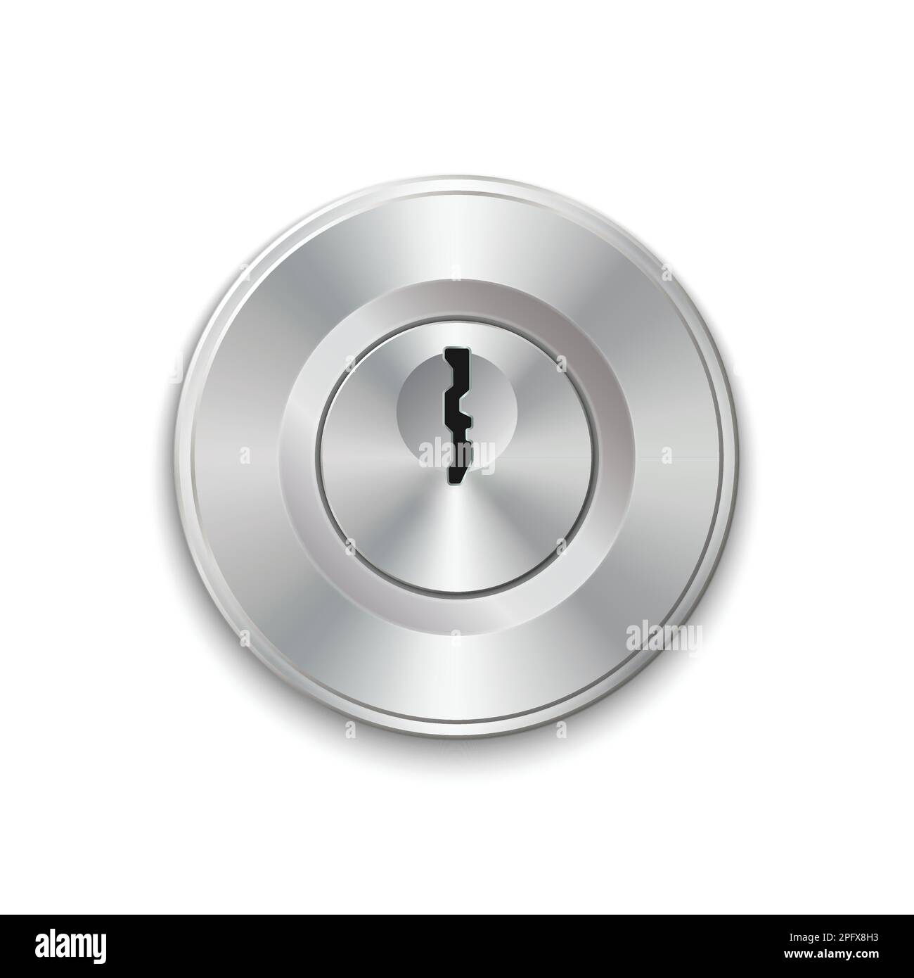 Metal door lock keyhole isolated. Vector illustration Stock Vector