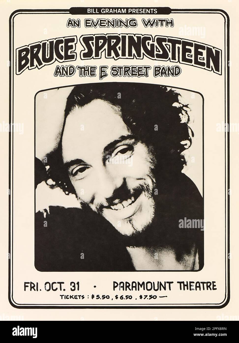1975 – BRUCE SPRINGSTEEN & THE E STREET BAND - PARAMOUNT THEATRE CONCERT POSTER Stock Photo