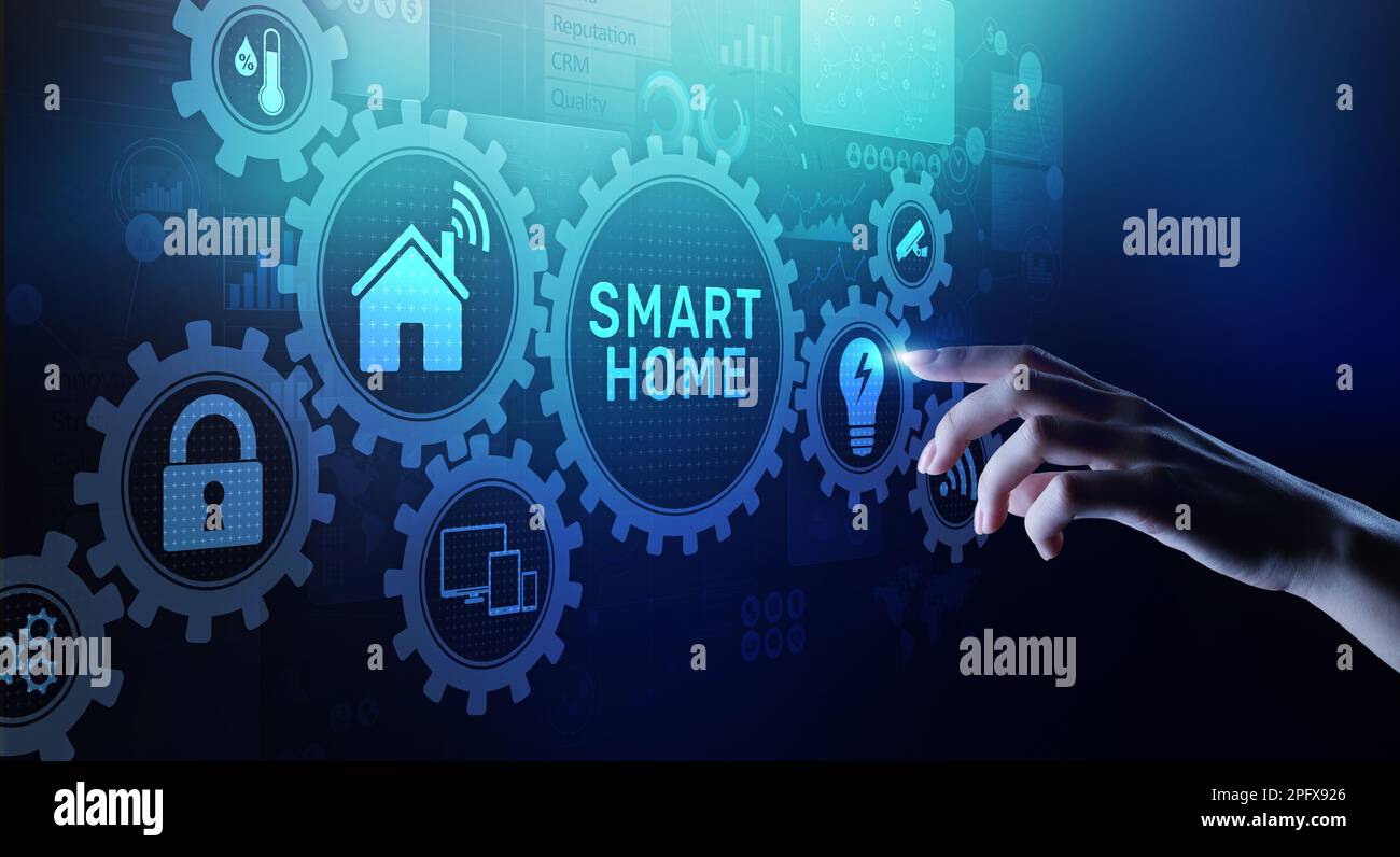 Smart home control panel on virtual screen. IOT and Automation ...