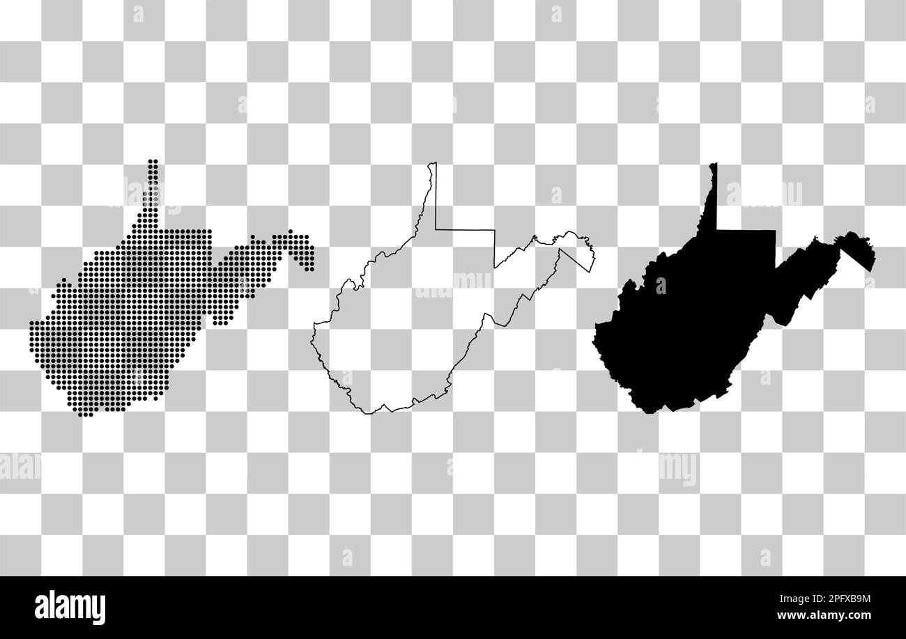 Set of West Virginia map shape, united states of america. Flat concept