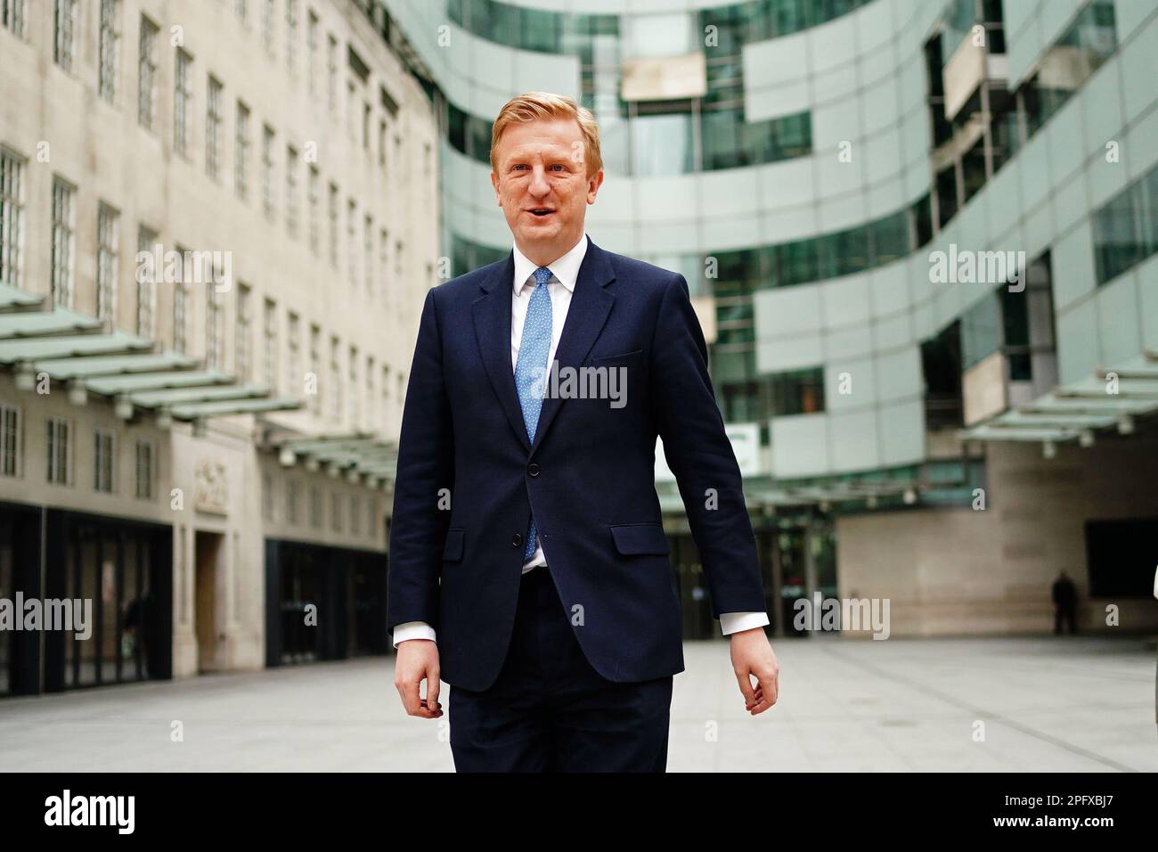 Chancellor of the Duchy of Lancaster, Oliver Dowden departs BBC Broadcasting House in London, after appearing on the BBC One current affairs programme, Sunday with Laura Kuenssberg. Picture date: Sunday March 19, 2023. Stock Photo