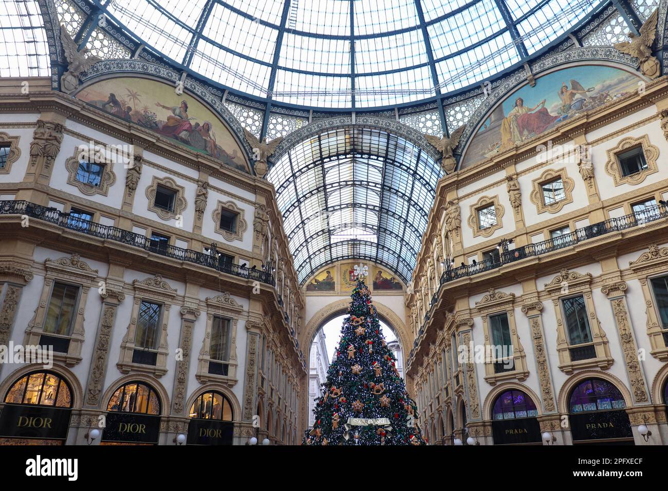 Christmas Season in Galleria Vittorio Emanuele II in Milan, Italy Stock Photo