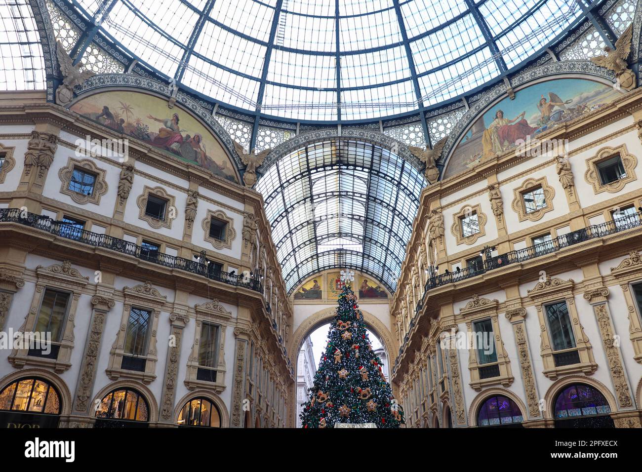 Christmas Season in Galleria Vittorio Emanuele II in Milan, Italy Stock Photo