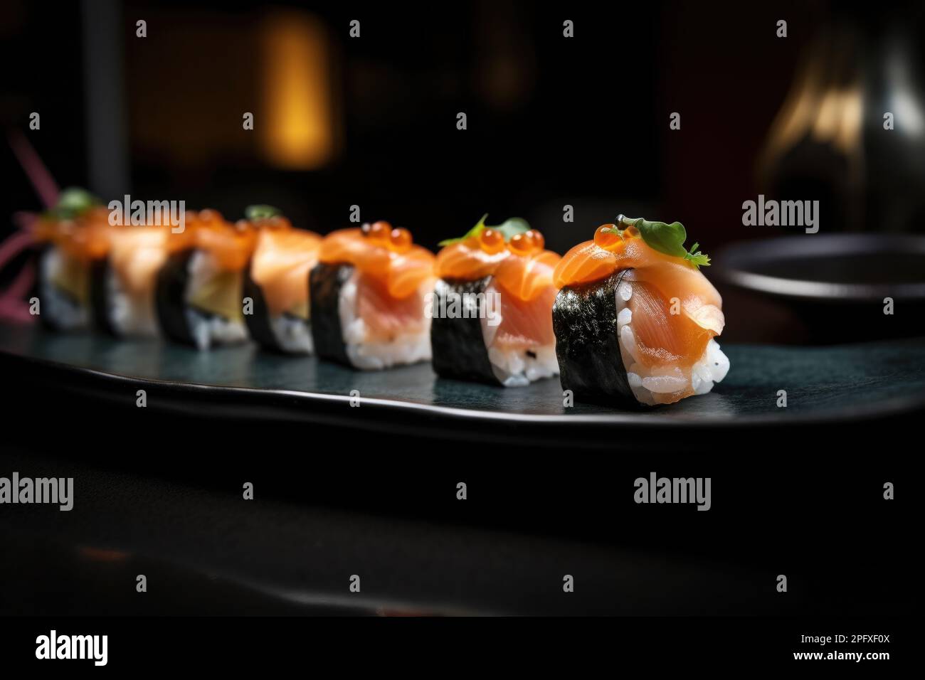 Japanisches Sushi auf einem Teller angeordnet Stock Photo