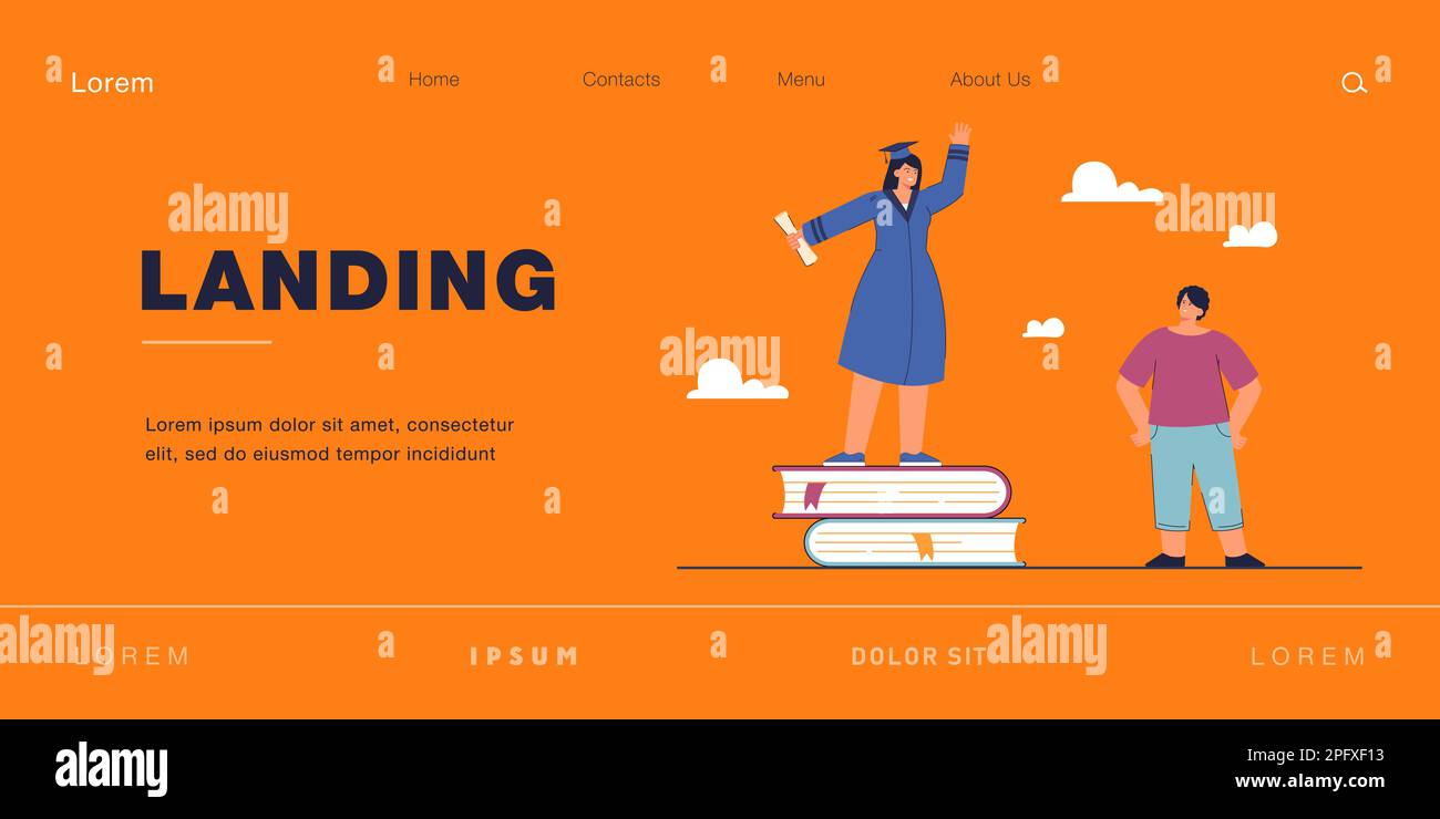 Graduate standing on pile books Stock Vector Images - Alamy