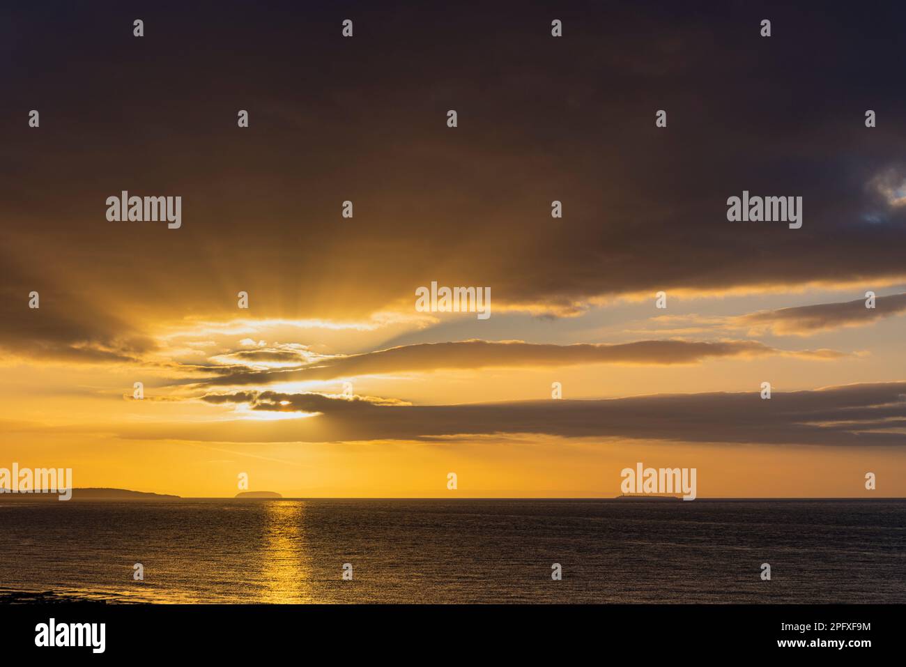 Streak of sunlight going across the channel Stock Photo Alamy