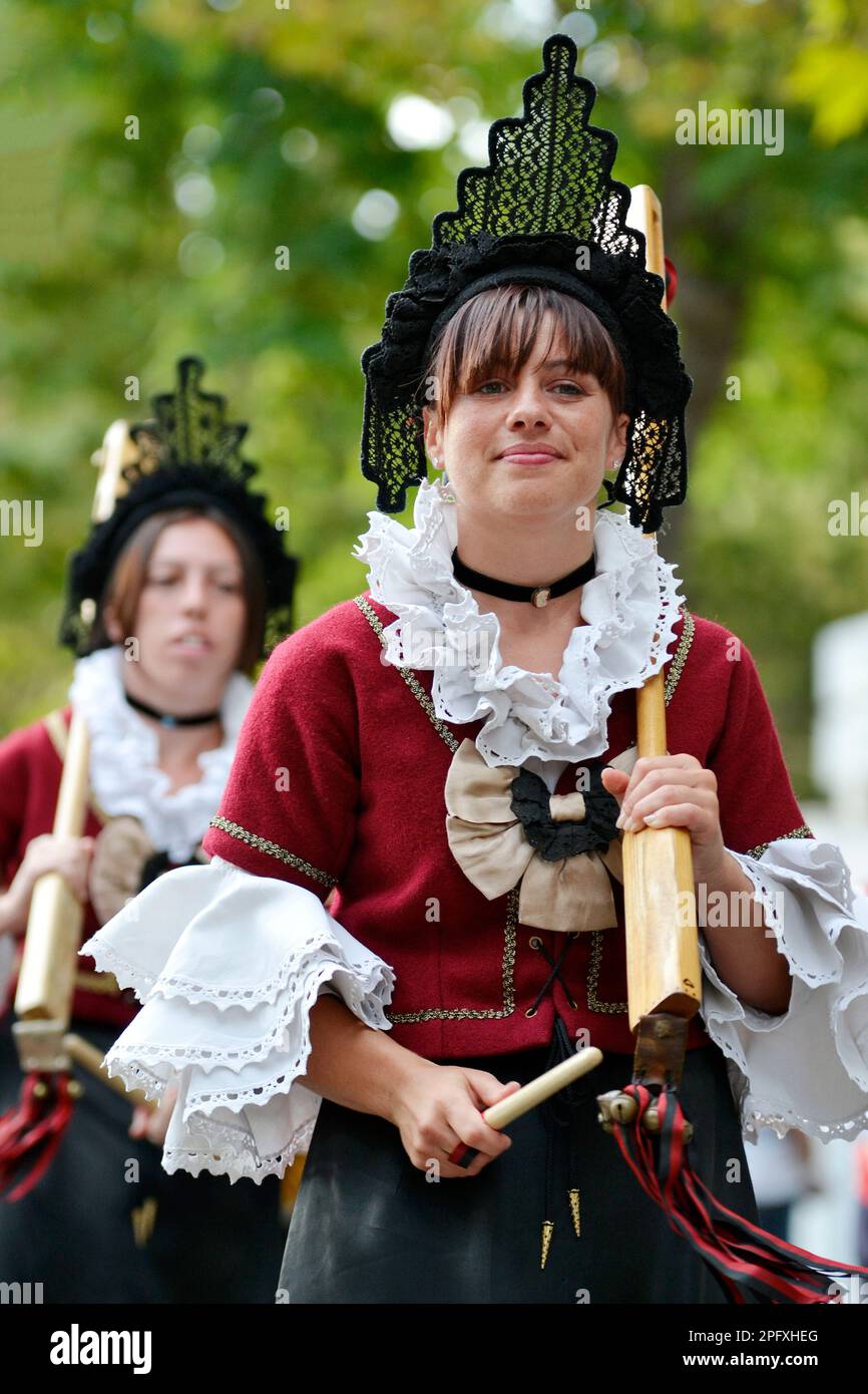 Women in traditional Italian clothing of Val d'Aosta take part on July 13,  2014 in the religious festival 'Sagra delle Regne' in Minturno, Italy Stock  Photo - Alamy