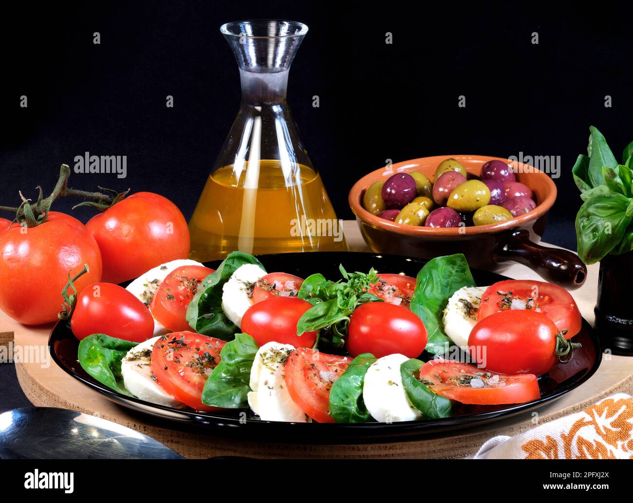 Insalata caprese is a typical southern Italian dish. simple and genuine ingredients, mozzarella