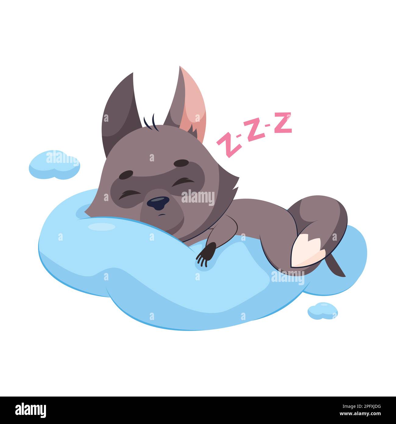 Cute wolf sleeping on cloud cartoon vector illustration Stock Vector ...