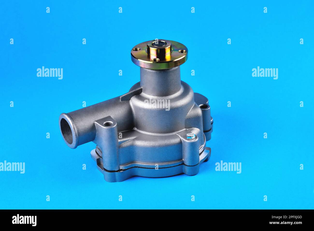Engine cooling pump, engine coolant pump for truck, blue background