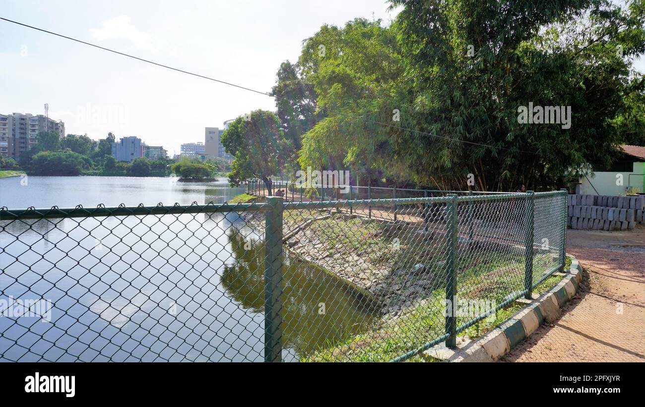 Bangalore,Karnataka,IndiaSeptember 18 2022 Walking lane of iblur lake