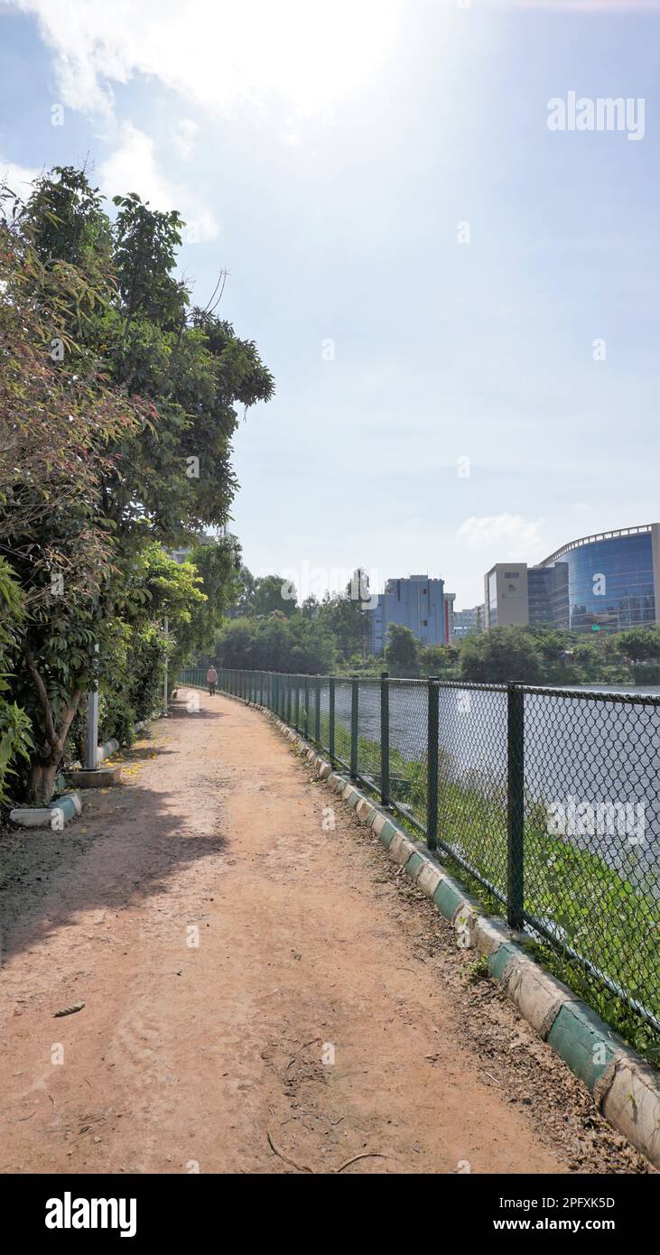 Bangalore,Karnataka,IndiaSeptember 18 2022 Walking lane of iblur lake