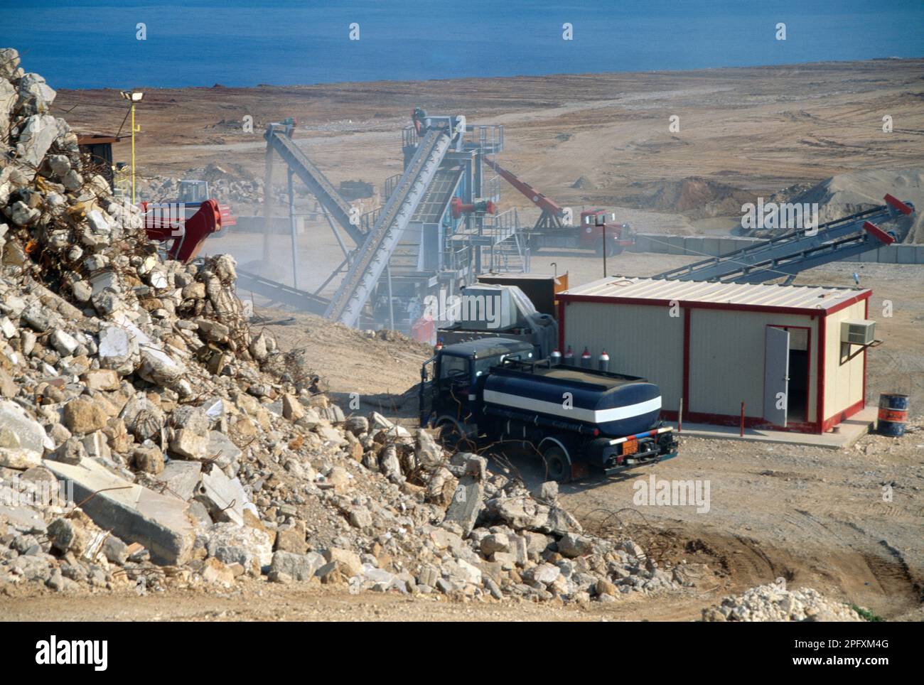 Beirut Lebanon Reconstruction Land Fill Site Crusher Stock Photo