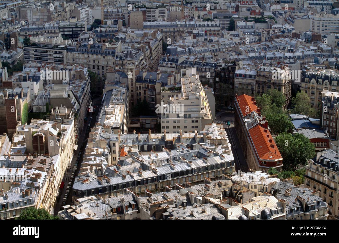 Paris France Aerial View From Eiffel Tower of Haussmann's Layout of Town Stock Photo