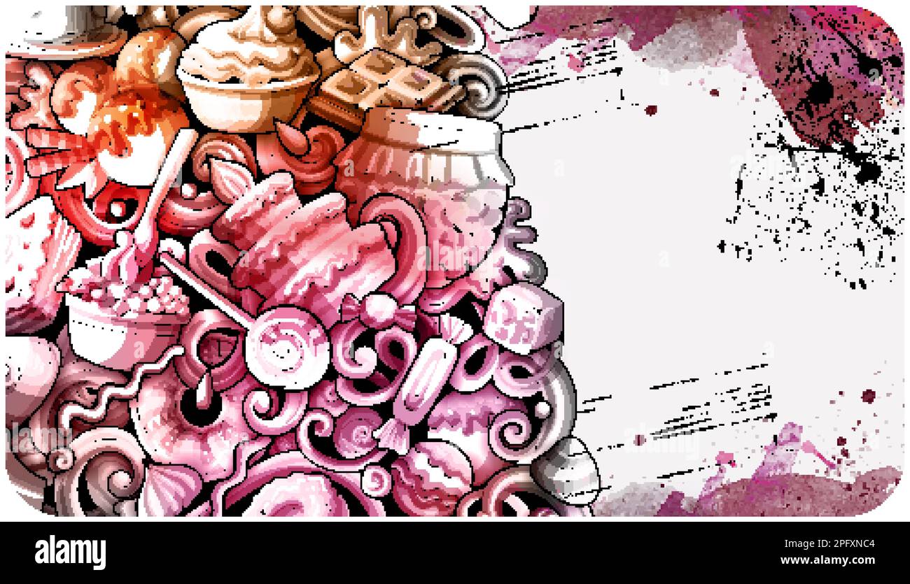 Cartoon watercolor vector doodles Sweet food illustration Stock Vector ...