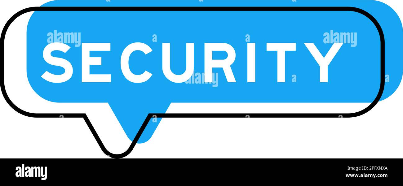 Speech banner and blue shade with word security on white background