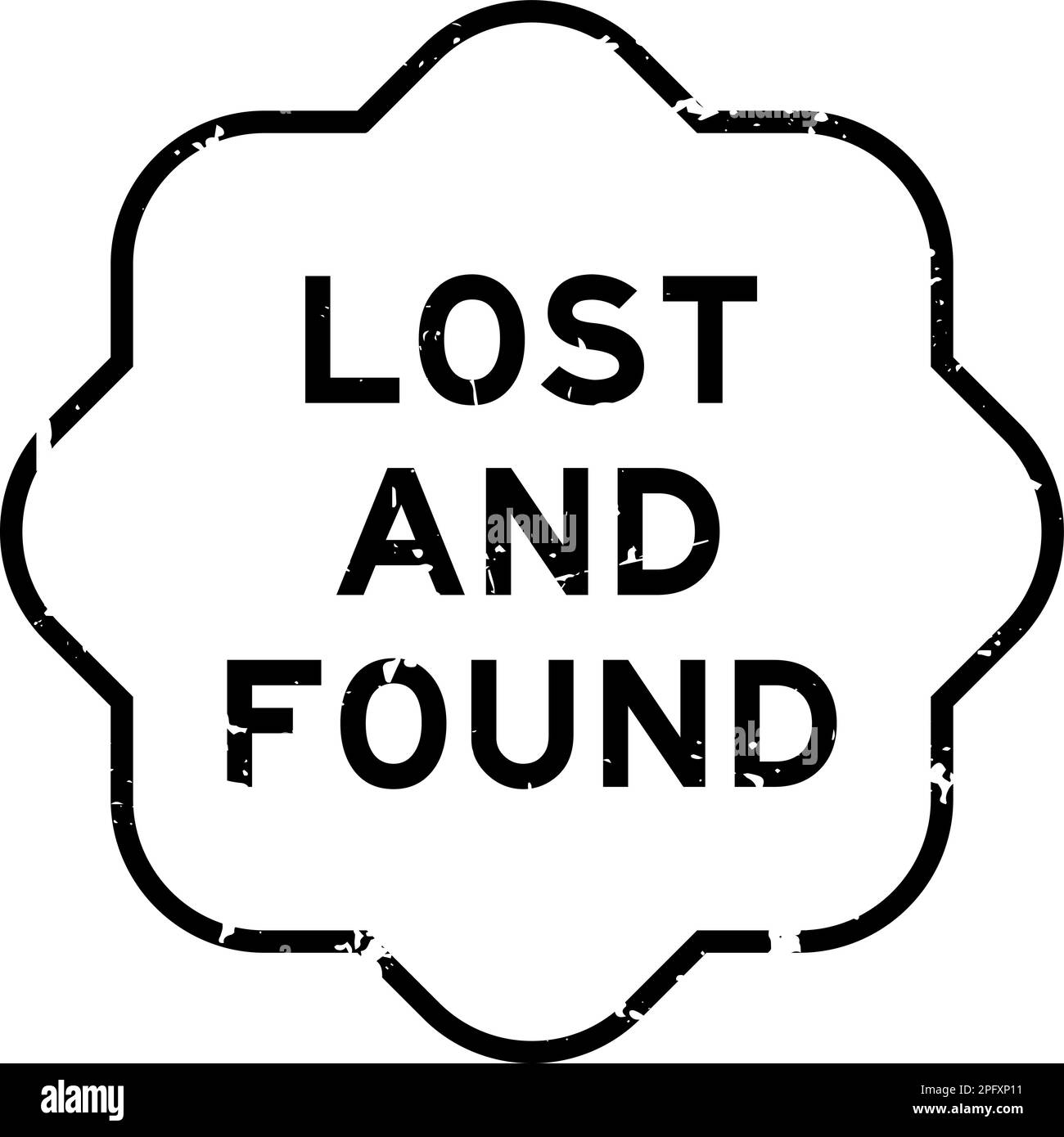 Grunge black lost and found word rubber seal stamp on wthie background Stock Vector
