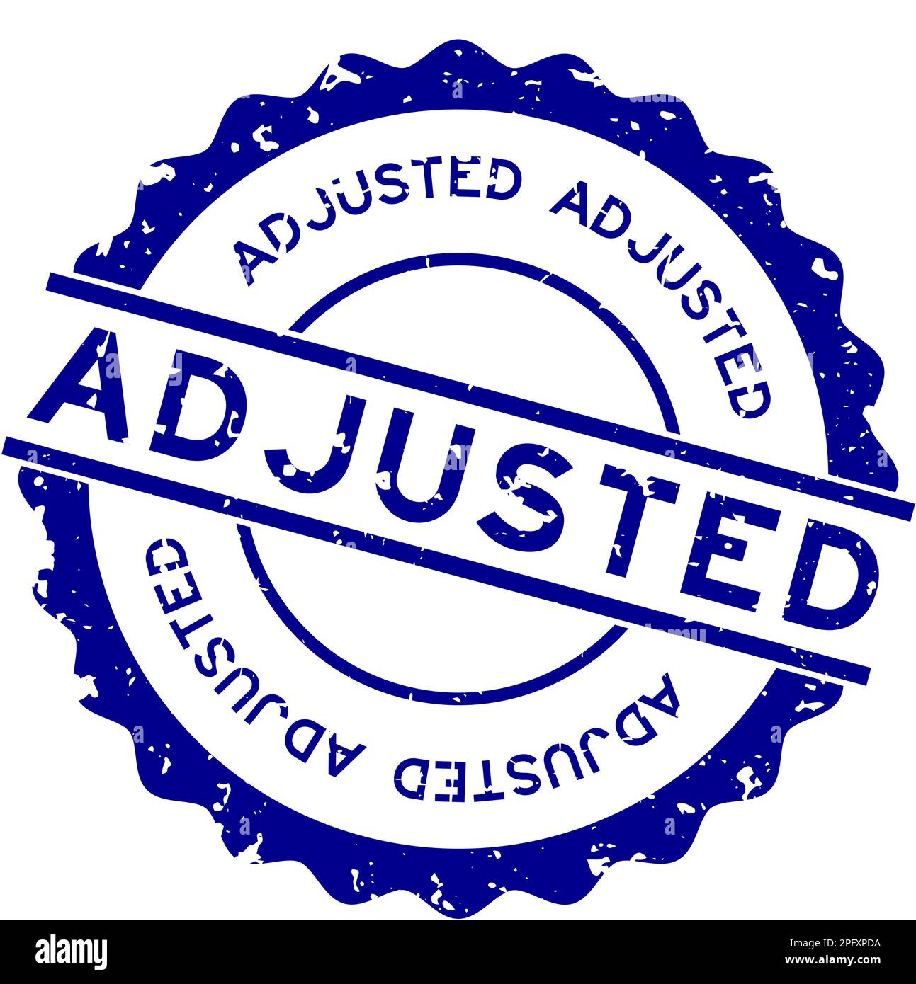 Grunge blue adjusted word round rubber seal stamp on white background ...