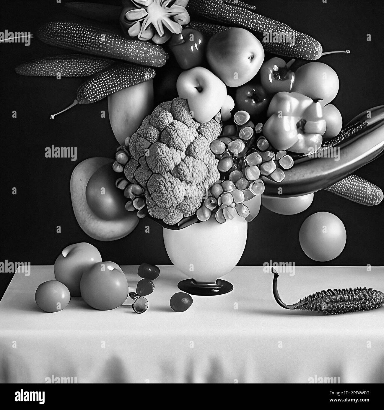 Fruits and vegetables Black and White Stock Photos & Images - Alamy