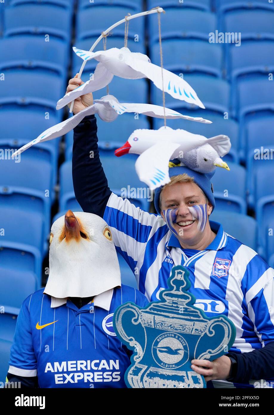 Brighton fans in fancy dress ahead of the Emirates FA Cup quarter final match at the AMEX