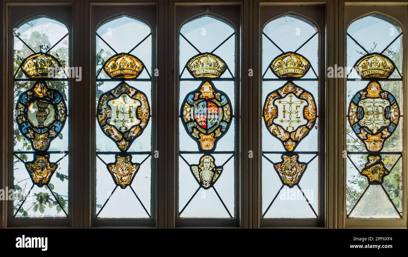 Stained glass window, Wadham College, University of Oxford, UK Stock