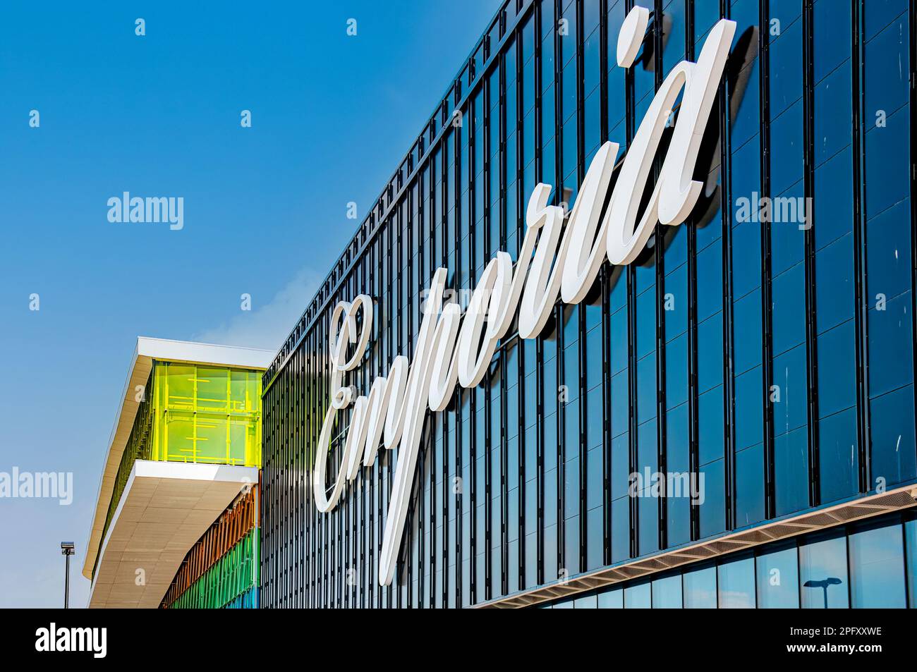 MALMO, SWEDEN - MAY 13: Emporia facade on May 13, 2013 in Malmo. Luxury shopping mall designed by architect Gert Wingardh's Studio. Stock Photo